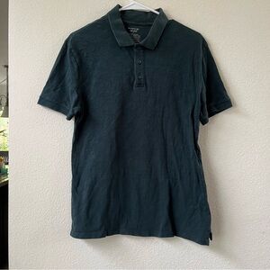 Vince Men's Dark Green Polo Shirt with button details short sleeve